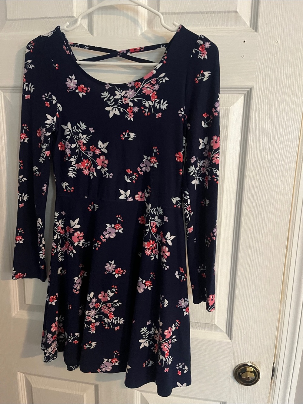 Epic Threads Navy Floral Dress with Pink Accents